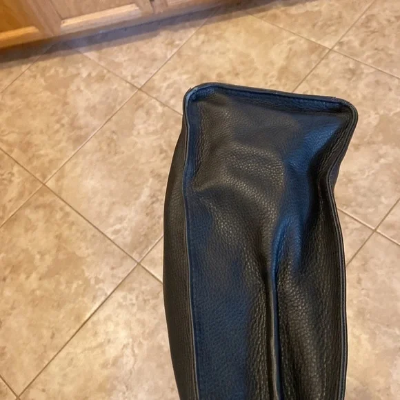 BLACK leather Vince Camino purse handbag woven design top and fringe accent - Picture 8 of 9